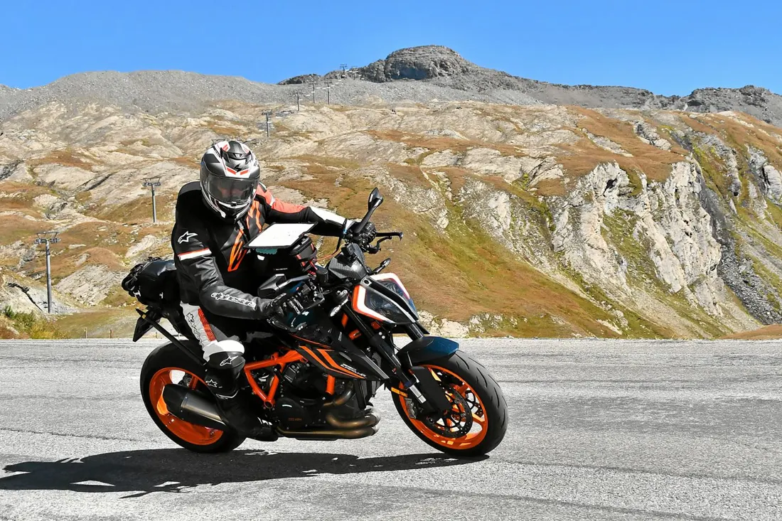 Motorcycle leaning into a fast corner