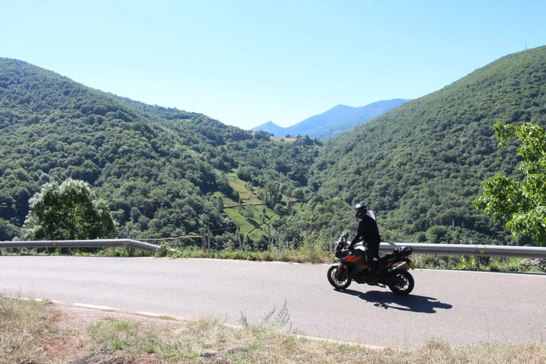Riding a winding road through the countryside
