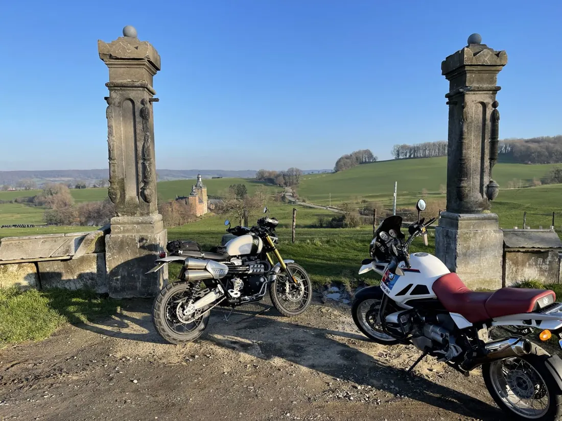 Rider on a lakeside mountain road