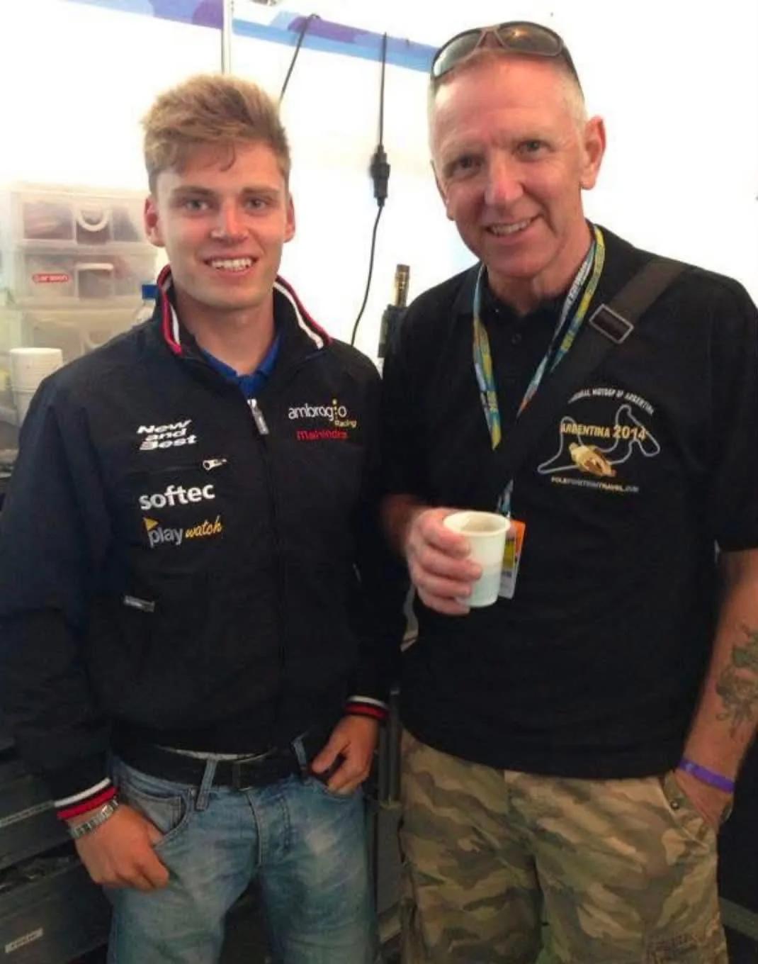 James 'Jim' Horne with a young Brad Binder in the paddock at the 2014 MotoGP Grand Prix of Argentina