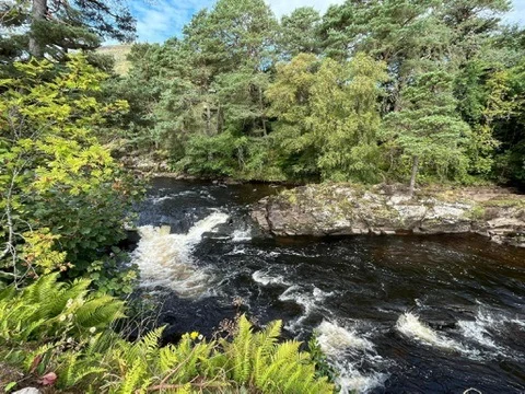 White water on the River Dochart at the Falls of Dochart, Killin
