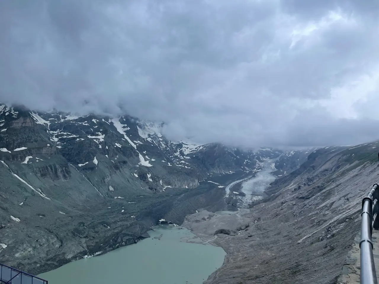 Low cloud rolling into the Pasterze Glacier valley on the Grossglockner Hochalpenstrasse