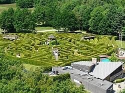 The hedge labyrinth at the Drielandenpunt near Vaals, seen from the Wilhelminatoren